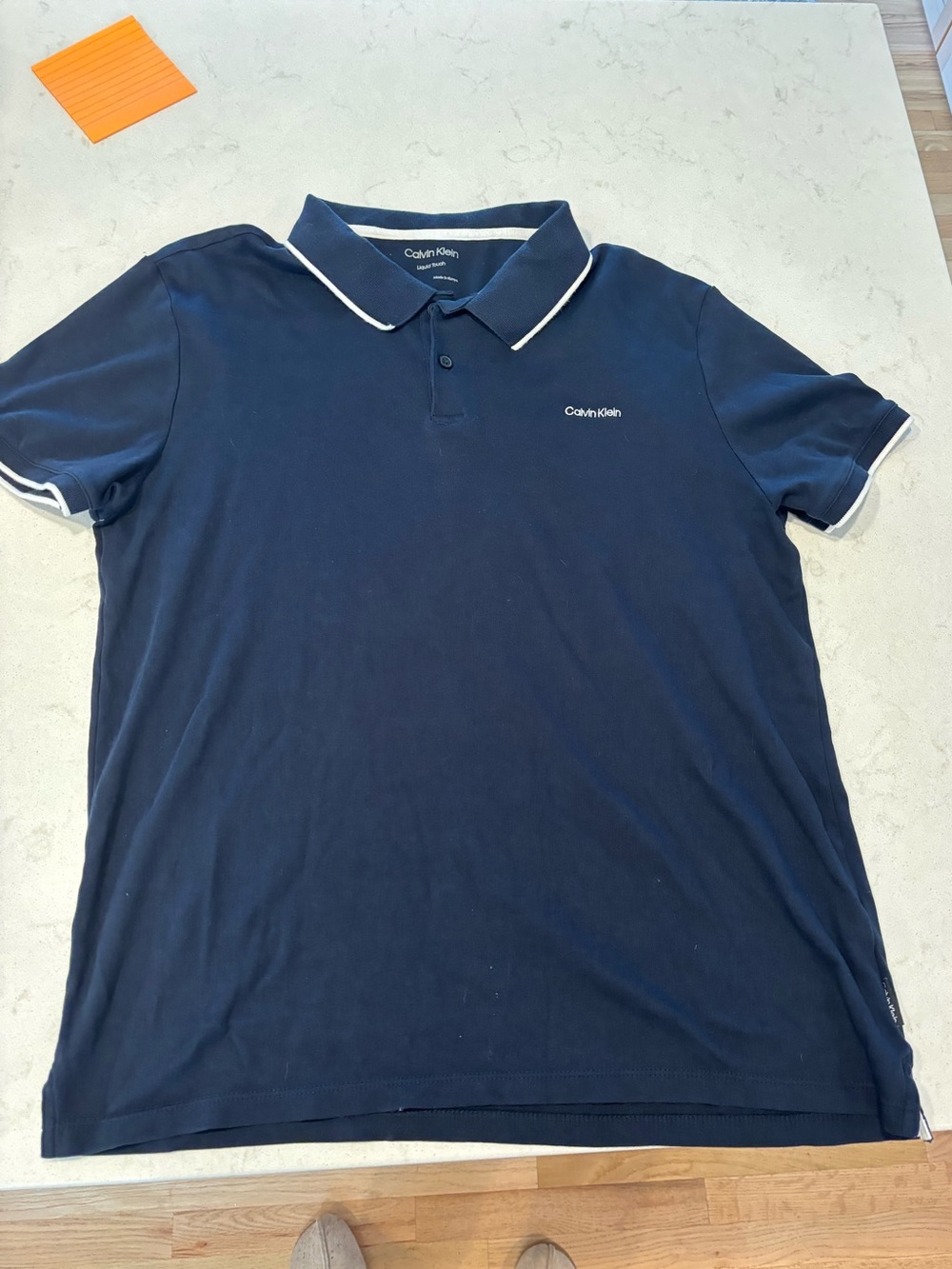 Calvin Klein Navy Polo with White Trim